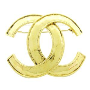 Authentic CHANEL CC Logos Charm Brooch Pin Corsage Gold-Tone 94P